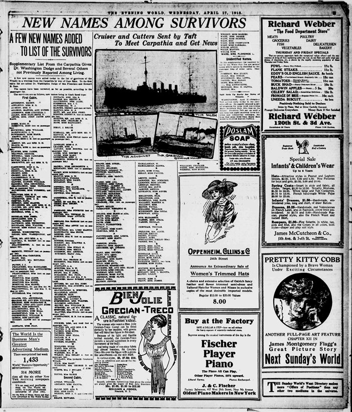 The Evening World du 17/04/1912